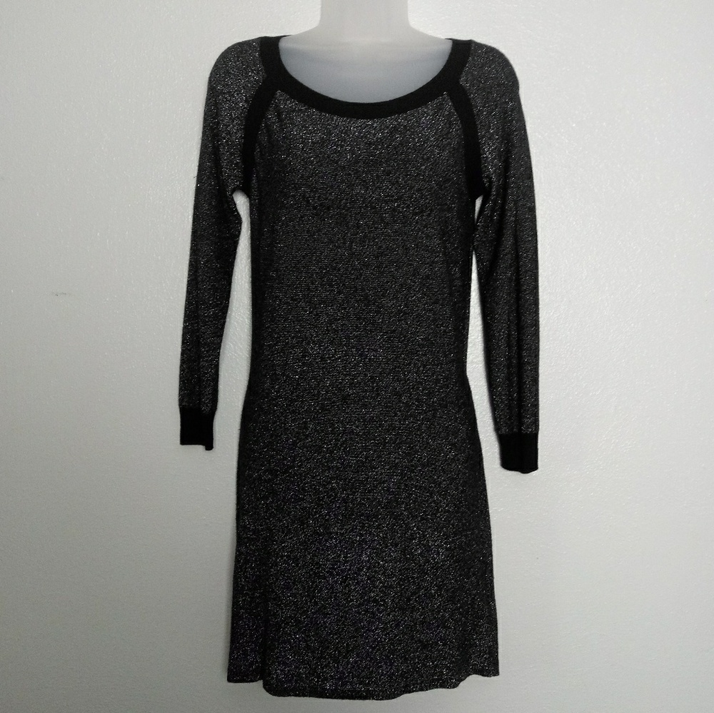 BB DAKOTA Silver Sparkle Long Sleeve Mini Dress
